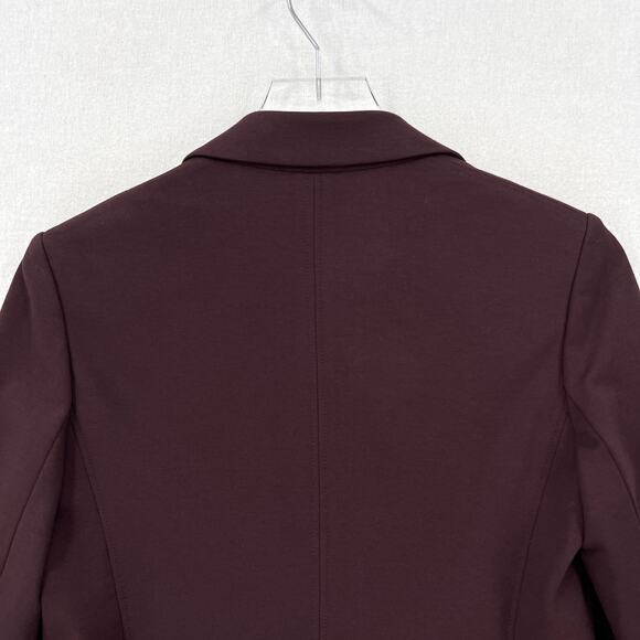 THEORY Jonita K Blazer Jacket Womens 2 Garnet Gold Button Open Burgundy - Picture 6 of 16